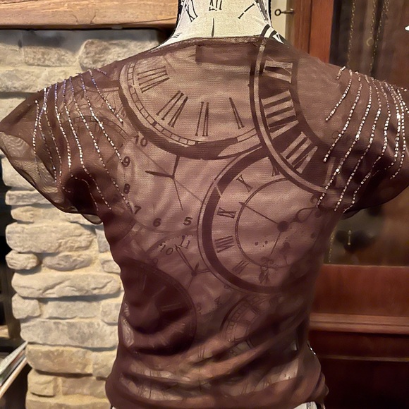 SEXY! Small 2 piece Brown sequins and sheet outfit - Picture 3 of 7